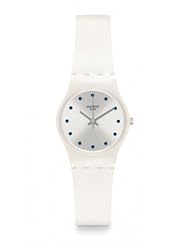 Swatch LW143 Hora Blanca Blue White Analog Dial / Silicone Strap Women Watch NEW
