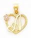 Script Letter On Heart With Pink Gold Daisies Charm, Yellow/Pink Gold
