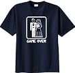 GAME OVER Funny Bride Groom Navy Novelty T-shirt