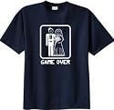 GAME OVER Funny Bride Groom Navy Novelty T-shirt