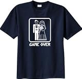 GAME OVER Funny Bride Groom Navy Novelty T-shirt