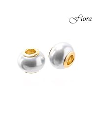 14kgp Traditional White Pearl Bead- Fiora Italian Charms