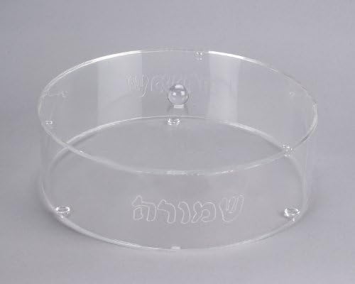 Passover Round Matzo Box for Schmura Matzah at Pesach 12 Inch Diameter Acrylic Clear Matzoh Holder Engraved