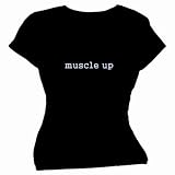 Flirty Diva Tees Woman's SoftStyle T-Shirt-Muscle Up-Black-Blue Pearl