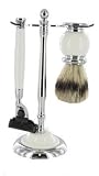 AT-Giftware - Set de Rasage pour Homme - 3 Pièces - Blanc