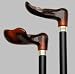 Acrylic, Palm Grip, Black Shaft, Brass Ring, Amber, Cane