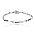 Sterling Silver Black and White Diamond Bracelet, 7.25"