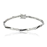 Sterling Silver Black and White Diamond Bracelet, 7.25"