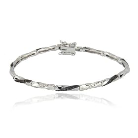 Sterling Silver Black and White Diamond Bracelet, 7.25″