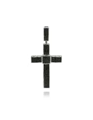 1.80 Carat Black Diamond Fashion Cross Pendant in 10k Solid white gold