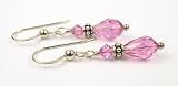 Damali 14K Gold October Rose (Pink Tourmaline) Swarovski Crystal Elements Earrings - 1 Inch