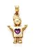 14k Amethyst-Purple Heart Birthstone Boy Pendant 1 Inch Long