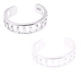925 Sterling Silver Jewelry, Toe Ring with Diamond Column Pattern, Adjustable Fit, Plus Free Special Gift Pouch