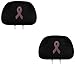LA Auto Gear Pink Ribbon Breast Cancer Awareness Logo Gem Crystal Studded Rhinestone Bling Car Truck SUV Front Low Back Bucket Seat Covers with Head Rest Pairs - 4PCS