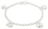 Image of Silver Ladies B2067-CZ Butterflies Charm CZ Bracelet 6.5