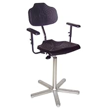 Milagon Brio 12 Series WSP1211 Polyurethane Foam Seat on Cast Aluminum Star Base Chair with Glides, High Profile, 24"-34" Adjustment Height