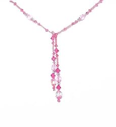 Necklace - N183 - Lariat Style - Swarovski (tm) Crystals and Mixed Beads ~ Rose (Pink) 22"
