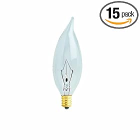 Feit Electric 40CFC 15-130 40-Watt Flame Tip Bulb with Chandelier Candelabra Base, Clear,... by Feit Electric