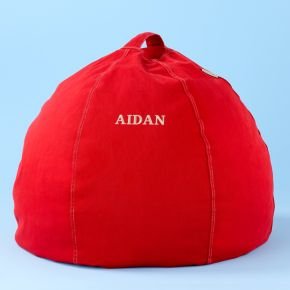 Kids Bean Bags & Floor Cushions: Kids Red Cotton Beanbag Chair, Red Personalized Beanbag Chair includes Cover and Insert