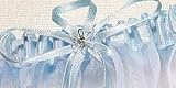 Embroidered Wedding Garter Sets with Scattered Crystals White Blue