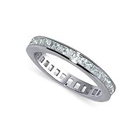 Nickel Free .925 Sterling Silver Aquamarine Band Cubic Zirconia Eternity Ring Size 5