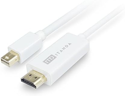 Mini DisplayPort to HDMI, ITANDA® Gold Plated Mini DisplayPort (ThunderboltTM Port Compatible) to HDMI HDTV Cable 6ft in White