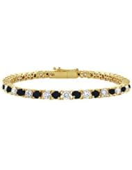 Black and White Diamond Prong-Set Tennis Bracelet 14K Yellow Gold 1.00 CT Diamonds