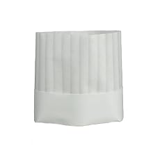 San Jamar H049 Non Woven Fiber Disposable Pinstripe Chef Hat, 8-1/2" Height, White (Pack of 50)