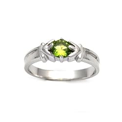 Sterling Silver Baby Ring with Peridot CZ - Sizes: 1-4
