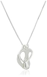 Sterling Silver "Loving Family" Parents with One Child Pendant Necklace, 18"