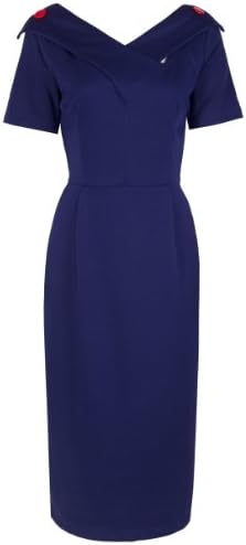 Lindy Bop 'Fran' Vintage Mad Men Secretary Style Wiggle Dress (S, Blue)
