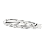 14K White Gold Plain Bangle Bracelet - 7 inches