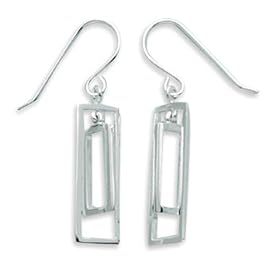 Double Cut Out Rectangle Dangle Earrings - Free Shipping
