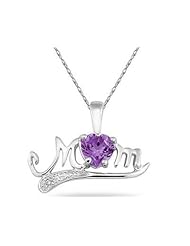 Amethyst and Diamond MOM Pendant in White Gold