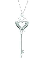 Sterling silver 0.14ct TDW Diamond Heart Key Pendant (H-I, I1-I2)