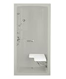 Kohler K-12100-C-95 Freewill One-Piece Barrier-Free Transfer Shower Module with Brushed Stainless Steel Grab Bars and Seat on Right, 45