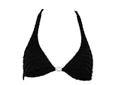XOXO Ruffled Triangle Swimsuit-top w/Rhinestone Heart (Extra Small, black)
