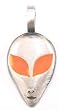 Neon Orange Eyes Alien Pewter Pendant Necklace