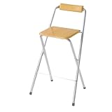 Set of 2 Folding Barstool with Silvertone Metal Legs