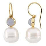 14K Yellow or White Gold Paspaley South Sea Cultured Pearl and Chalcedony Earrings - Various Sizes