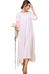 Elbow Length Sleeves Slit Summer 2015 Linen  Dress