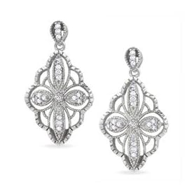Gordon's Jewelers Diamond Accent Vintage Drop Earrings in Sterling Silver ss religious charms