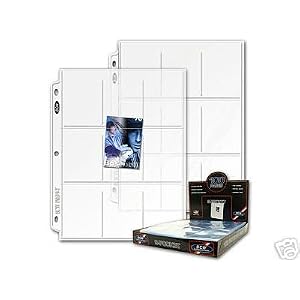 100 BCW 9 Pocket Storage Sheets for Baseball Football, Basketball, Hockey, Yugioh, Pokemon... by