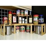 Expandable Corner Shelf, organize the kitchen (Natural Wood) (2 3/4H x 14 1/2W x 14 1/2D)