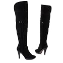 Damen Schuhe, Overknee stiefel, 0058, Synthetik in hochwertiger Wild Leder Optik