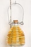 Outdoor Living: Decorative Ribbed Glass Wasp Trap with Wire Hanger: Color is Yellow/Gold
