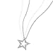 Cubic Zirconia CZ Celestial Patriotic American USA Open Rock Star Pendant Necklace For Women Teen .925 Sterling Silver