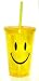 Spoontiques Smiley Face Clear Acrylic Cup with Straw & Lid