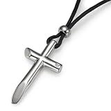 Stainless Steel Cross Pendant with Black Cotton Cord