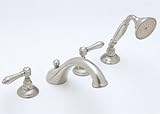 IMAGE OF Rohl Viaggio 4 Hole Deck Mount C Spout Tub Filler Handshower Lever Handles A1464LM-IB